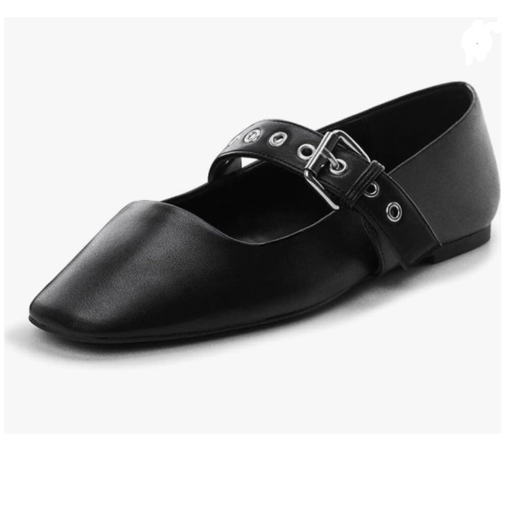 Classic Black Square-Toe Mary Jane Flats